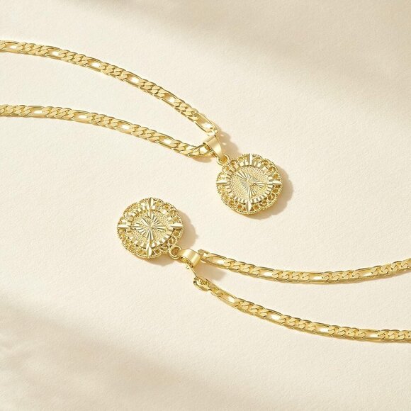 Initial Necklaces for Women, 14K Gold Plated Round Letter Pendant Capital Monogr - Picture 5 of 8